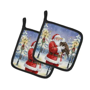 Carolines Treasures FNT1186PTHD 7.5 x 7.5 in. Eagle with Santa Claus Pot Holders, Pack of 2