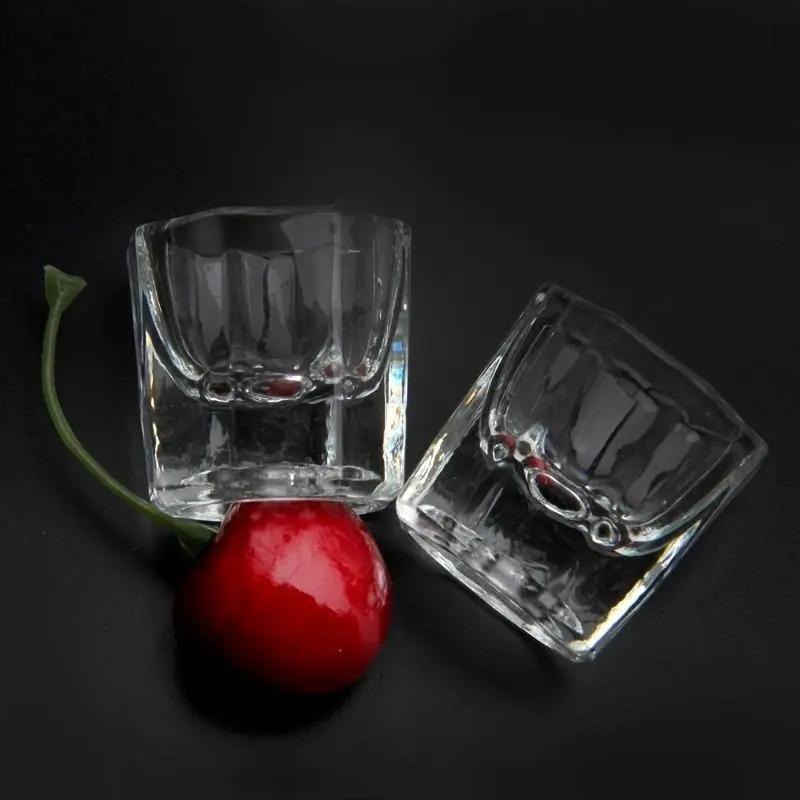2 pcs Mini Glass Crystal Cup for Nail Art - Liquid Powder Dappen Dish Bowl Glassware Manicure Nail Art Tools