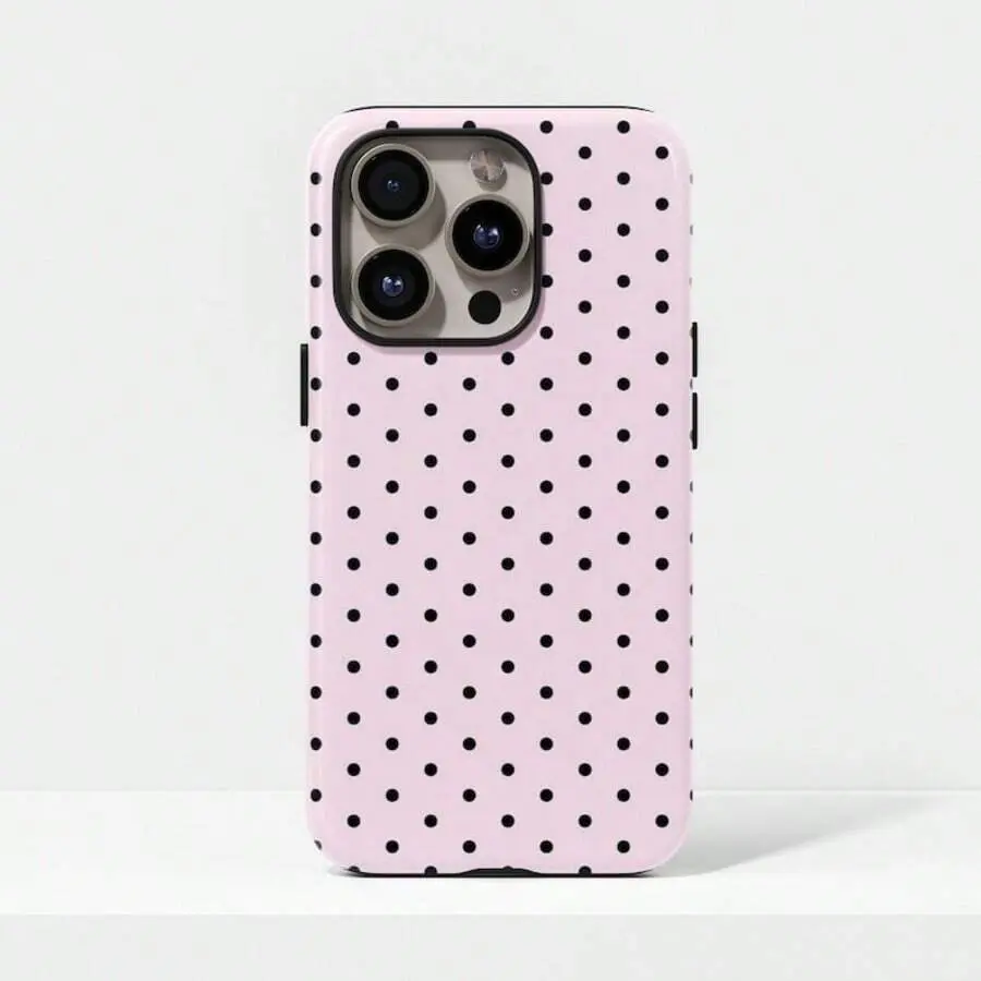 Pink Base Black Polka Dot Phone Case, Cute Y2K Style. Compatible With IPhone 17, 16, 15, 14, 13, 12, 11 Pro Max Plus Models,International Version, Not The Domestic Version