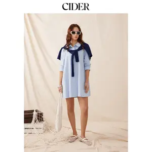 Cider Oversized Long Sleeve Mini Shirt Dress