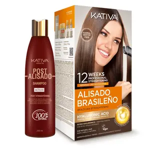 Kativa Brazilian Straightening Kit: 12-Week Salon-Quality Smoothing + Post-Straightening Shampoo 250ml Conditioner Haircare