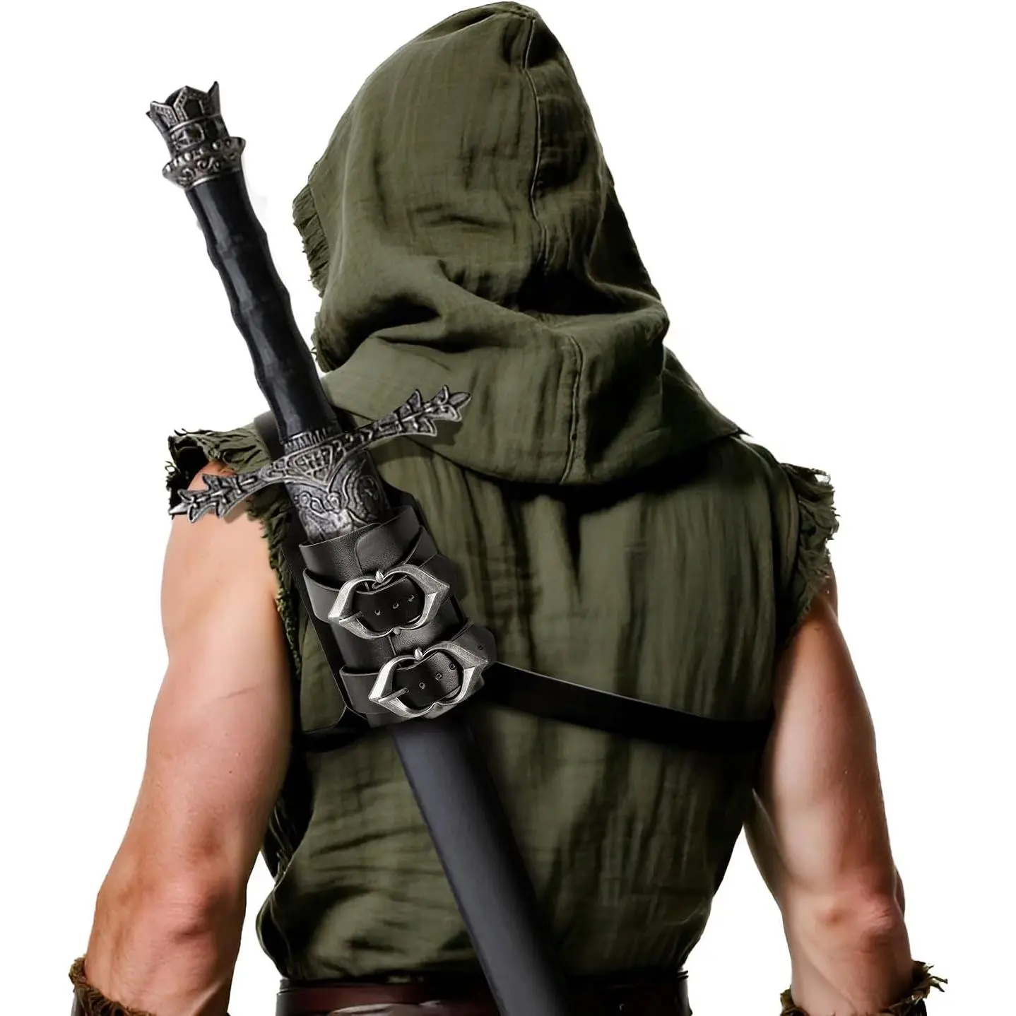 Medieval Leather Back Sword Shoulder Frog - Adjustable Sheath Holster Renaissance Warrior Man Costume AccessoryTikTokShopBlackFriday