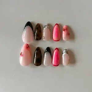 Nails by Pey, Blush Pink Gel X Press On Nails, Tortoise Accent Set