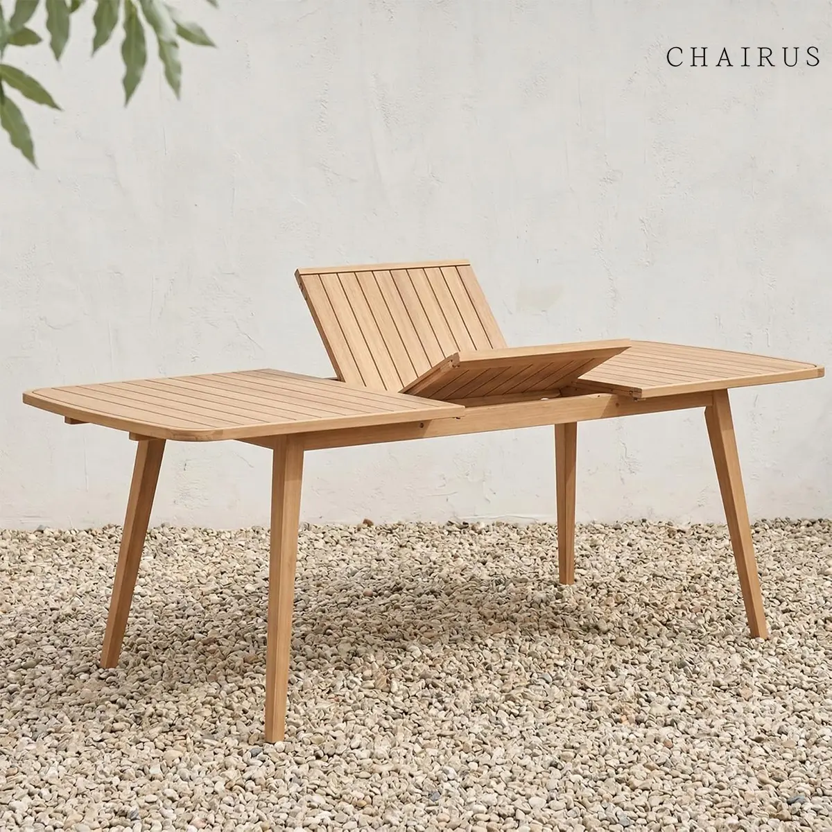CHAIRUS Extendable Solid Wood Outdoor Dining Table - Waterproof, Weather-Resistant Balcony Dining Table for 6-8 People, Ideal for Deck, Porch, Home Decor, Balcony Dining Tables
