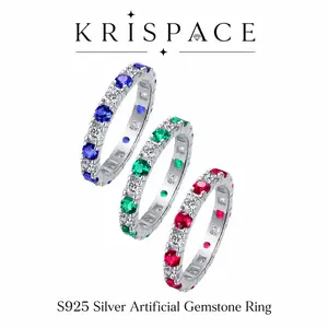 Unisex Multi-Size Artificial Gemstone Ring - Inlaid with Lab-Diamonds, Red, Blue, Green Gemstones, Simple Jewelry, Ideal for Couple Gifts, Holiday Gifts, Rings