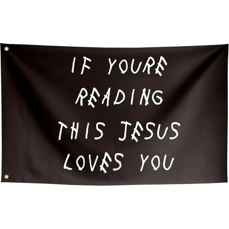 Jesus Loves You Funny Meme Flag Tapestry - 40x30 Inch Rectangular Polyester Grommeted Wall Decor, 2 Copper Grommets, Colorful Gift for College Dorm/Man Cave, Indoor Outdoor Home Supplies