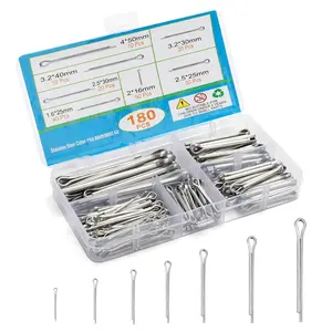 180 count Cotter Pins Assortment Kit, 7 Sizes Spring Fasteners Hardware Straight Pins, Hitch Pin for Trailer Locking, Clamps, Lawn Mowers, , Engine Repair in Towing Clips