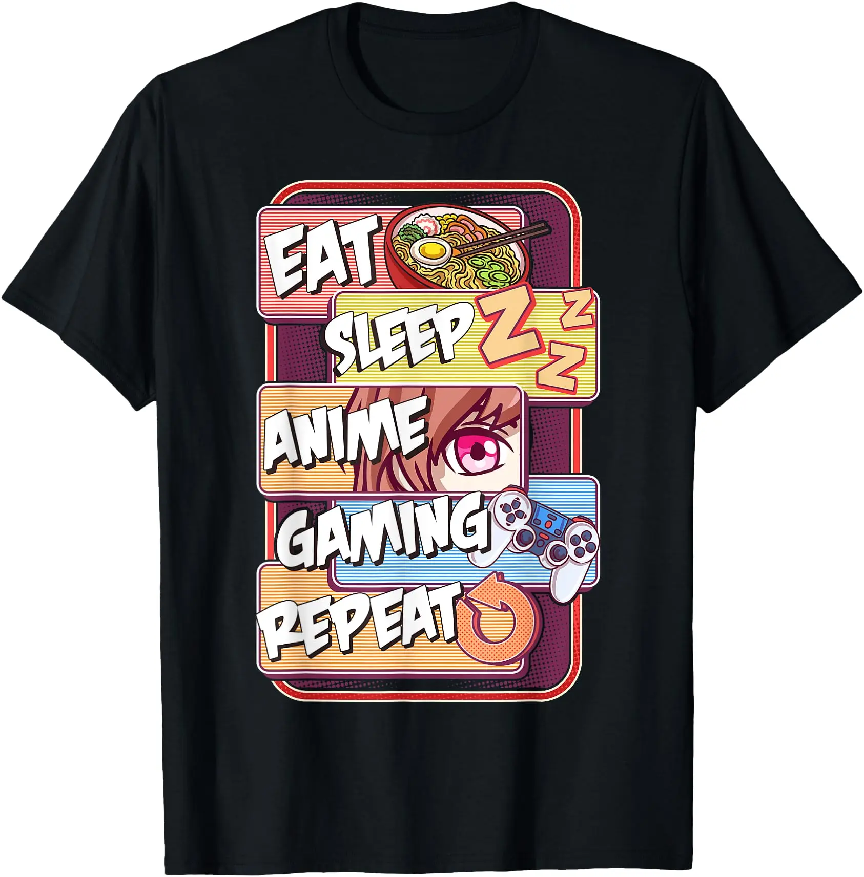 Kawaii Otaku Eat Sleep Anime Gaming Repeat Anime Manga T-Shirt