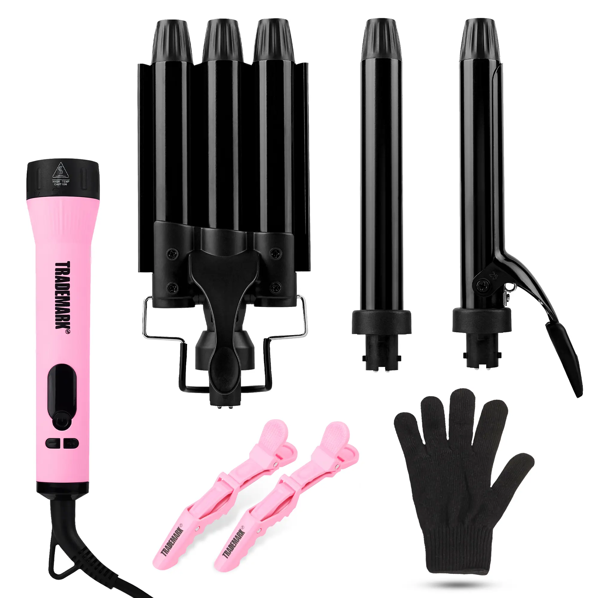 Trademark Mood Interchangeable Iron Kit 1 inch, 3 in 1 Hair Iron, Multifunction, Hair Curler, Hair Waver, Lightweight, Handle