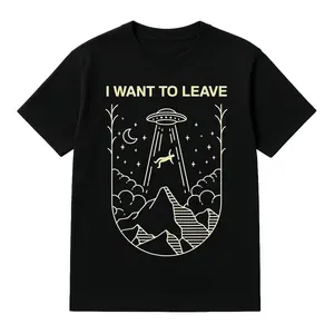 GEM Vintage Funny Alien UFO Extraterrestrial I Want To Leave Alien Lover T-Shirt for Casual Wear & Themed Parties
