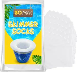 50 Pack Pool Filter Socks for Pool Skimmer, Pool Skimmer Socks for Inground Pool Or Above Ground Pool Filter, Ultra Fine Mesh Screen Liner Skimmer Basket Scum Sock Saver, Debris Leaves Catcher
