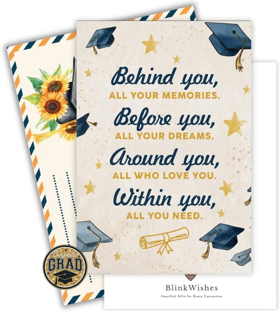 Graduation Card 2026, Congrats Grad Card with Envelope and Seal, Happy Graduation Cards for Her or Him, Inspirational Grad Greeting Cards
