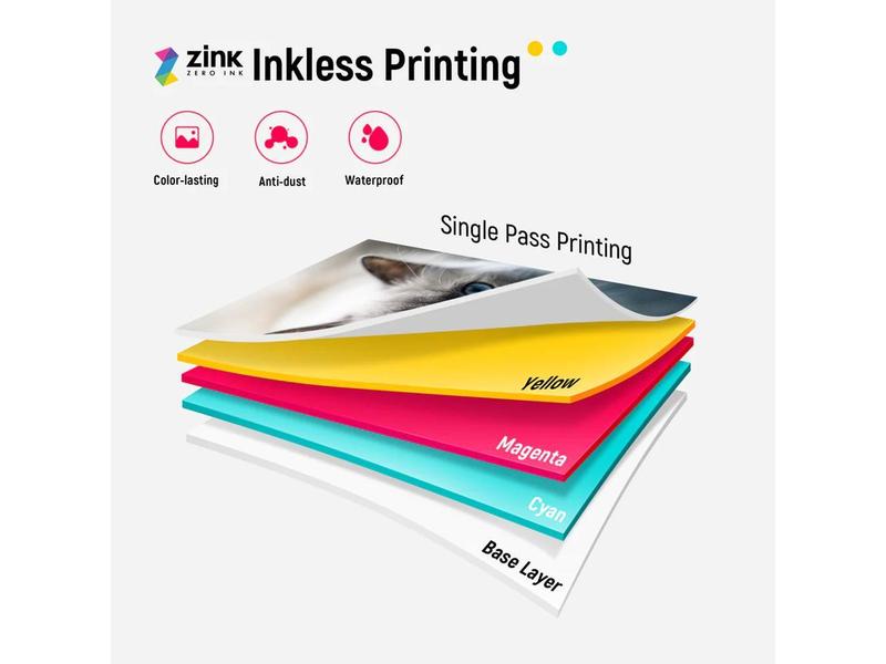 Liene Pearl K100 2x3" Portable Photo Printer w/ 50 Zink Photo Papers, White