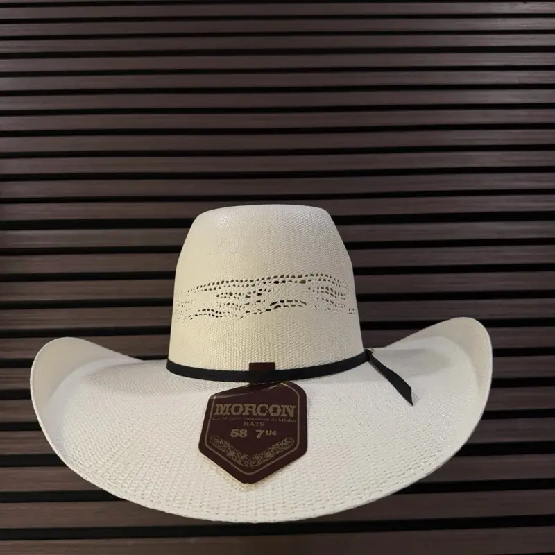 MORCON Men's Straw CowBoy Hat with Black Band