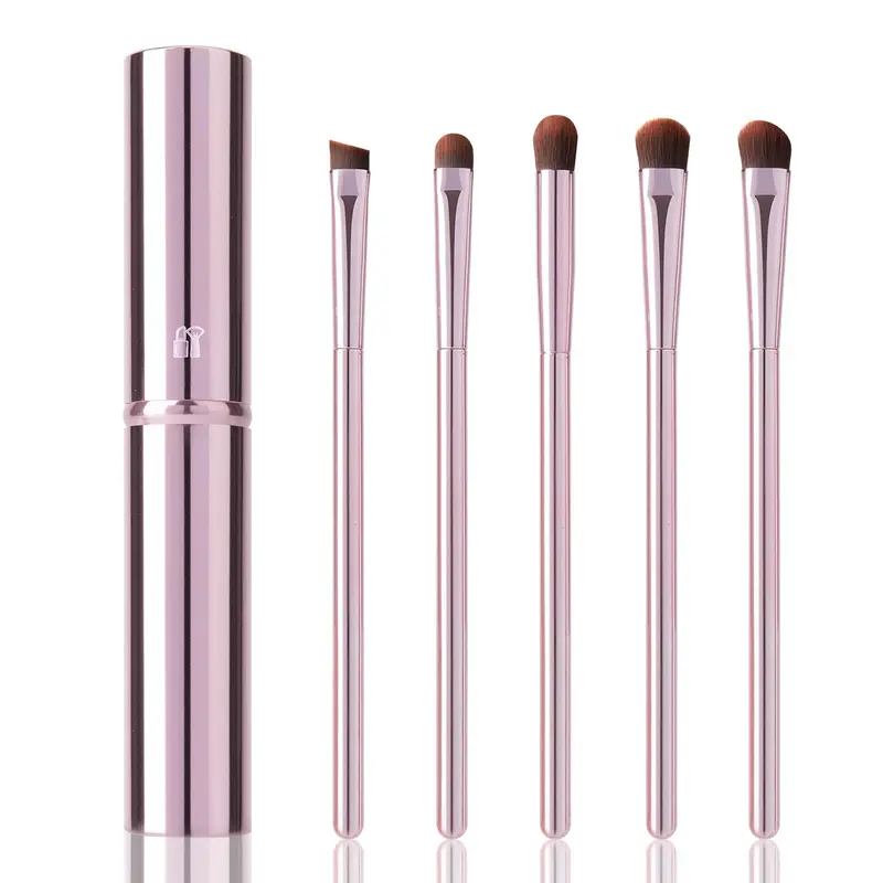 5Pcs Eyeshadow Brush Set - Portable Eye Brushes, Eyeliner Brush, Angled Brushes for Premium Eye Makeup