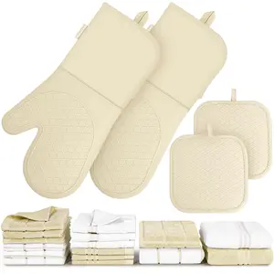 Oven Mitts Pot Holder Kitchen Towels -  Dish Towels for Kitchen, Super Soft and Absorbent, Heat Resistant, Grip Set