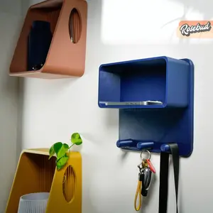 Floating Wall Shelf, Magnetic Key Holder Decor Matte Minimalist Hook Lightweight Metallic