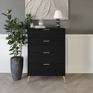 Aurra 4-Drawer Dresser – Gold Accents & Hidden Storage in 4 Chic Colors