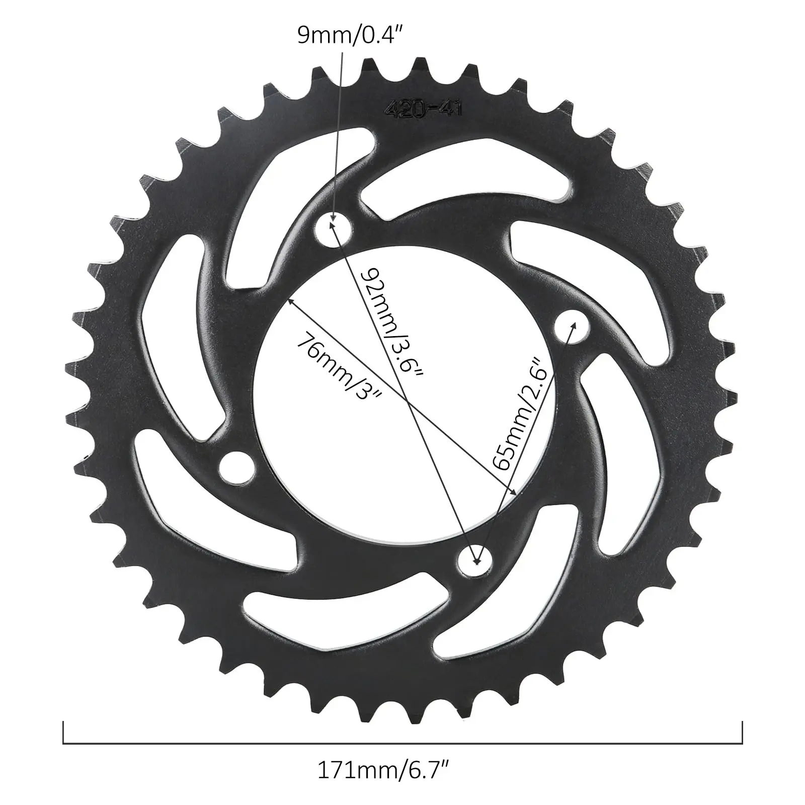 41T 420 Motorcycle Rear Chain Sprocket 76mm 41 Tooth Go Kart Sprocket for Mini Pit Dirt Bike Trail ATV UTV Quad Moped Buggy Thumpstar Apollo Taotao SSR 50cc 70cc 90cc 110cc 125cc 140cc 200cc 250cc
