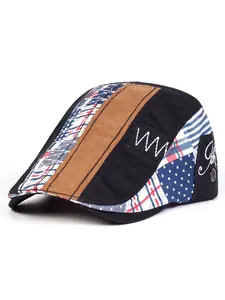 Unisex Colorful Fabric Patchwork Beret Hat, Outdoor Adjustable Sun Protection Casual Cap, Spring & Fall Travel Beach Vacation, Adjustable Stylish Hat