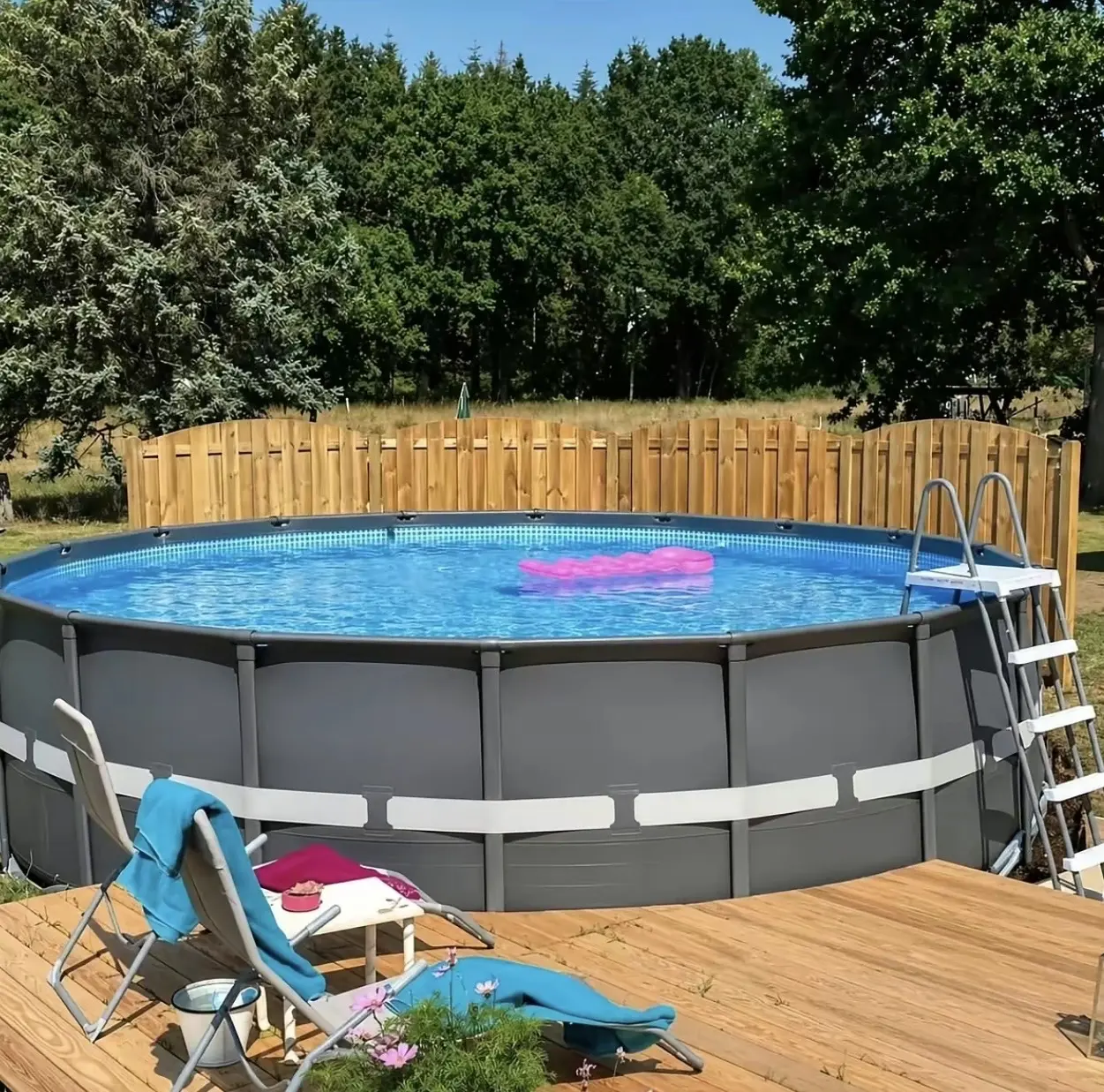 Intex Power Steel 18'x 48" Round Metal Frame Above Ground Pool Set