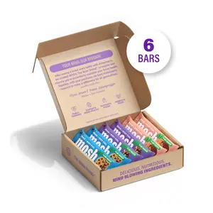 MOSH Plant-Based Protein Bar Trial Pack - 6 Bars, Good Source of Protein, Lower Sugar, High Fiber, Keto-Friendly, Gluten Free, 6+ Brain Nutrients including Cognizin, Mission Focused and Gives Back
