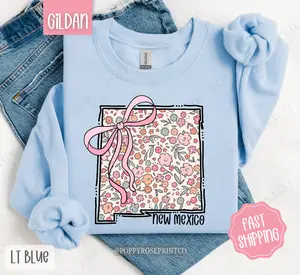 New Mexico Floral Sweatshirt, Cute New Mexico Sweatshirt, New Mexico State Sweatshirt