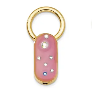 Gold-Tone Pink Enamel Crystal Women's Key Fob by Sophia Jewelers