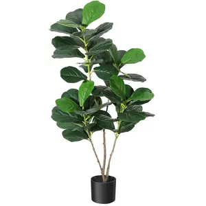 GARVEE Artificial Fiddle Leaf Fig Trees in 4ft and 6ft Heights, Perfect for Home Decor, Indoor and Outdoor Spaces, Lyrata Fig Plants with Pot for Living Room, Office, and Bathroom Decoration.