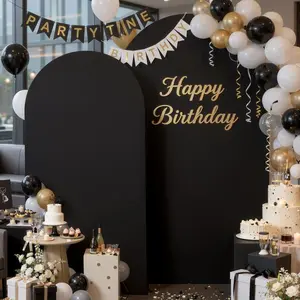 Black Arch Backdrop Cover Set of 2 (7.2ft & 6ft), Chiara Arch Cover Wrinkle-Free Spandex Arch Cover for Wedding Birthday Baby Shower Bridal Shower Banquet Backdrop (No Stand)