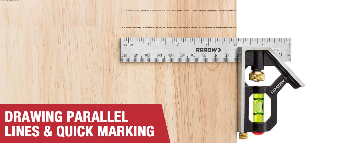 #backtoschool Arrow Combination Square, Combo Square with Stainless Steel Ruler, Zinc Alloy Body and Bubble Level for Carpenters and Craftsmen