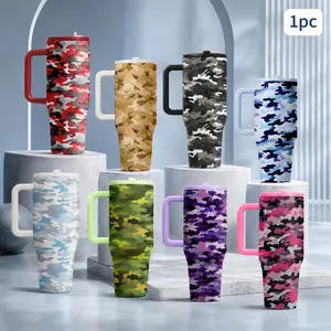 1 Pc 40oz Camo Insulated Mug, Multi Color Camouflage Print Thermal Mug With Handle, Double Wall, Leak Proof Lid, Large Capacity Tumbler For Hot Cold Drinks, Keeps Hot 12 Hours Cold 24 Hours, Gift For Women Men, Office Travel Holiday, Thermal Flask