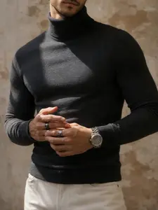 Men's Premium Slim Fit Turtleneck Pullover, Timeless Old Money Aesthetic Knit Sweater, Warm & Versatile for Office, Weekend, Winter Layering