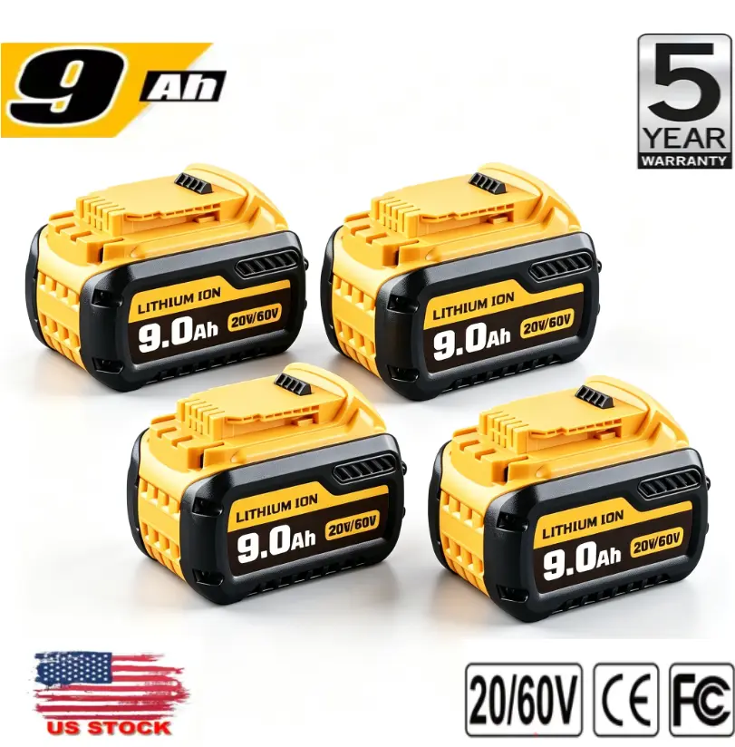 9.0Ah 20V/60V DCB606 Battery for De Walt 60V MAX Battery DCB609 606-2 609Y 612 204 206 Cordless Power Tools dewalt replacement battery Lithium Ion, Rechargeable ,Durable ,Safety Indicator ,Compatible