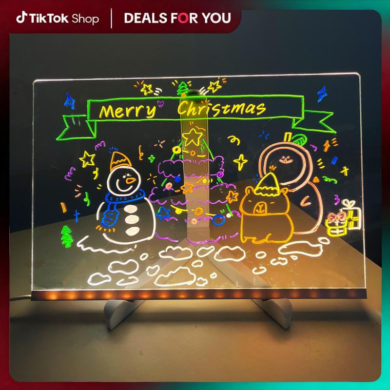 Dry Erase Board with LED Light Includes 7 Color Pens Angle Adjustable ...