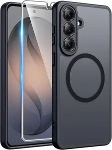 Samsung Galaxy S26 Case MagSafe Compatible, Translucent Matte Military Grade Shockproof Protective Phone Cover with Full Camera Protection and Screen Protector, Slim Durable Anti Drop Case for Samsung S26 Black