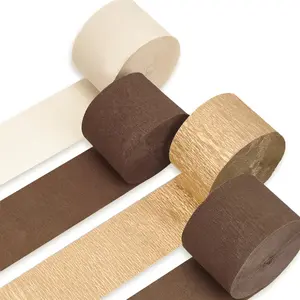 PartyWoo Brown Crepe Paper Streamers, 4 Rolls (1.8 in x 82 ft Each, 328 ft Total) for Wedding & Festive Occasion Decorations (Home & Party Supplies)
