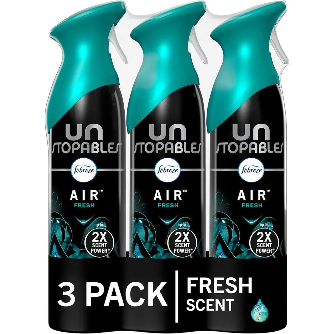 Febreze Air Mist Air Freshener Spray, Odor-Fighting Room Spray, Air Fresheners for Home and Bathroom and Kitchen, Aerosol Can, Unstopables Fresh Scent, 8.8oz, 3 Count