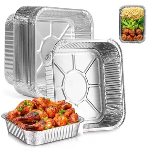 50PCS Aluminum Pans, Foil Pans, 8x8 Baking Pan, Food Containers Disposable, Cinnamon Roll Pan, Square Baking Cake Pans, For Baking Roasting & Chafing, Deep Tin Foil Bakeware, Steam Table Tray, Cookware, Food Prepping, Cake & Oven Pan, Stackable