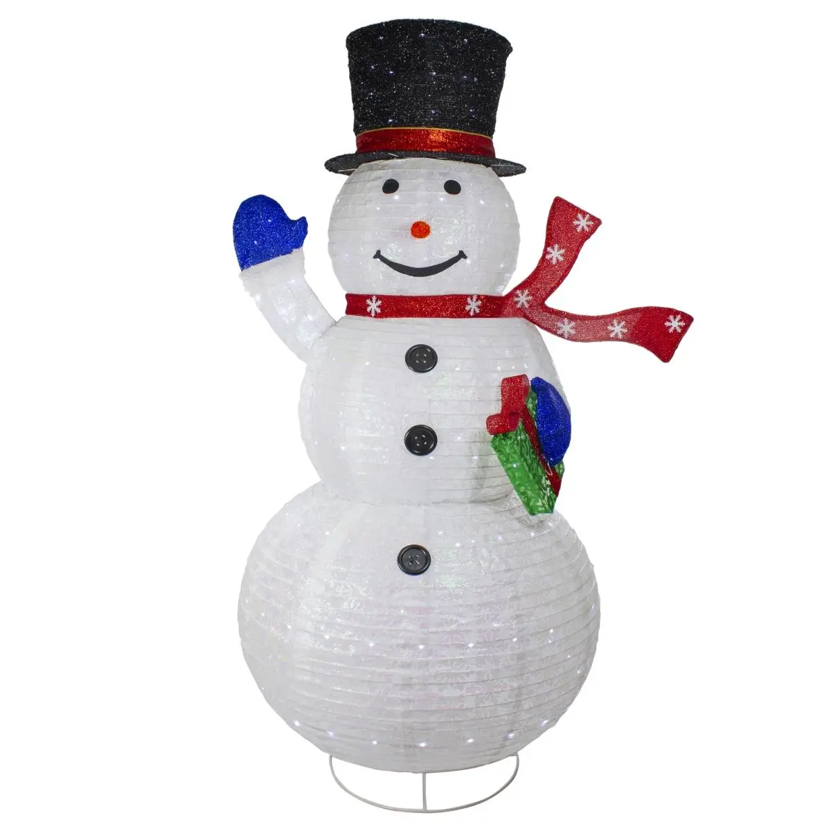 212 MAIN 71 in. Pre-Lit LED Plastic Iridescent Twinkling Snowman Decoration - Outdoor Christmas Decor with Snowflake-Enhanced Lights