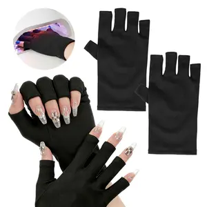 UV Protection Nail Art Gloves, Open Finger Design, Breathable Elastic Fabric, Ideal for Nail Technicians and Salons