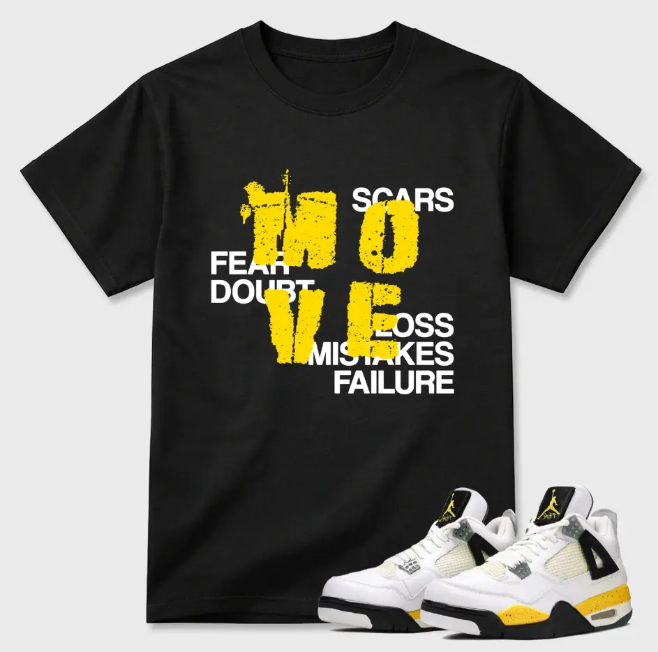 MOVE Shirt To Match 4 Tour Yellow, 4 Tour Yellow Sneaker Matching Shirt, Cotton Unisex Graphic T-Shirt, Back To School Outfit