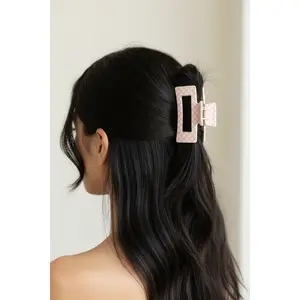 Pink Checkered Hair Claw Clips