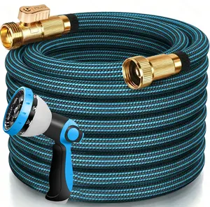 100ft/75ft/50ft/25ft/15ft Garden Hose With 10-Function High-Pressure Spray Nozzle,Lightweight,Non-Expandable Water Hose For Yard,Lawn,Car Wash & Outdoor Use,Water Hose