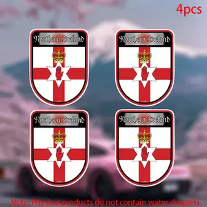 4pcs Northern Ireland Norn Iron Ulster Flag Stickers, Durable Vinyl Decals for Car Doors Windows Laptops Furniture Bumpers, Car Decorative Sticker
