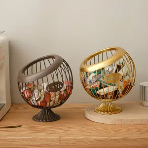 Wrought iron fruit basket, coffee capsule storage basket, table top decoration, tea table snacks, dried fruit, fruit candy storage