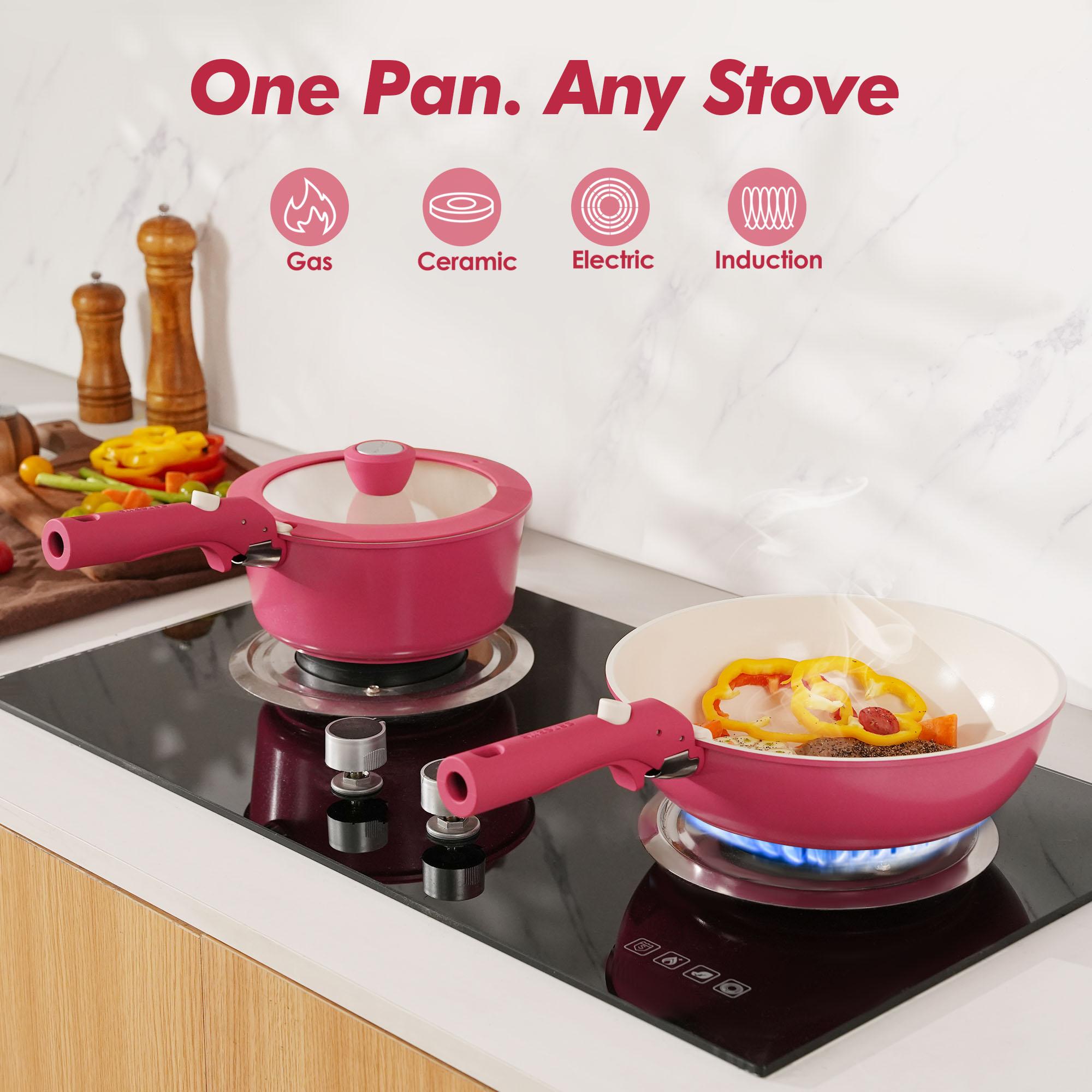 SENSARTE 19pcs Nonstick Pots and Pans Set - Kitchen Cookware Set with Detachable Handle - Includes Pizza Pan & Egg Pan & Kitchen Utensils - Ideal for Home Cooking, RV, Camping - Dishwasher/Oven Safe