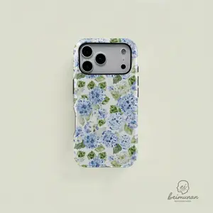 HAY Blue Hydrangea Girly Aesthetic Summer Spring Flowers Fashion Cute 2 in 1 Phone Case with Durable, Shock Absorbing and Stylish Design. Compatible with Iphone 11, 12, 13, 14, 15 16 17 Pro Max and Pro Plus Series A creatively designed new phone case