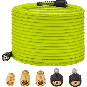 50 FT 1/4 Inch Pressure Washer Replacement Hose, High Pressure Power Wash Hose with Quick Connect Accessories, M22 14mm Fitting Compatible Hose, Up to 3600PSI Heavy Duty Washer Hose