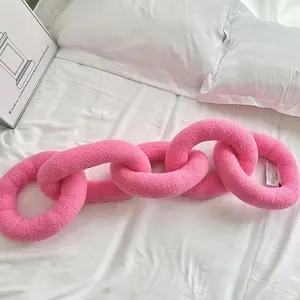 Long Chain Knotted Throw Knot Pillow Decorative Cushion for Bed Living Room Dorm Home Decor Pink